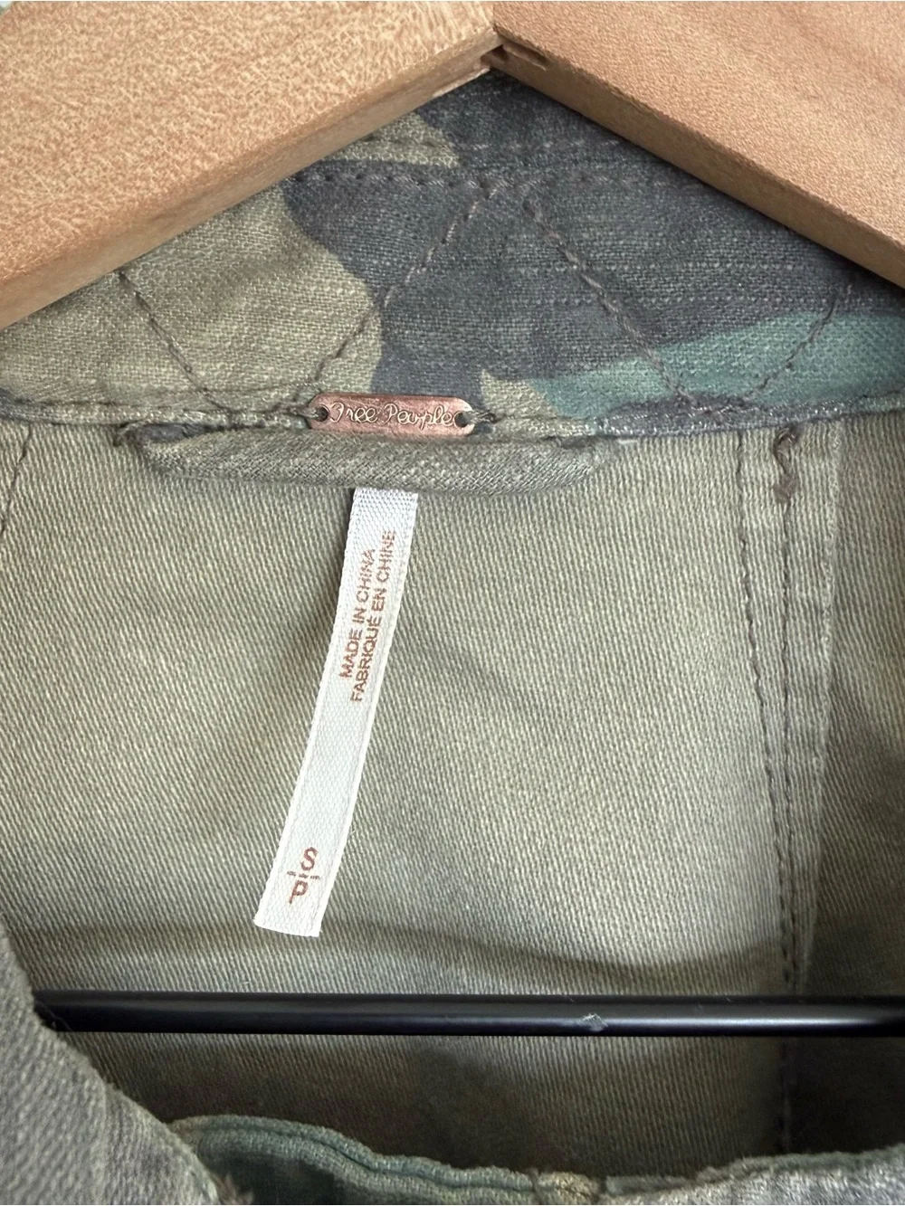 Free People Not Your Brother's Green Camo Print Surplus Jacket